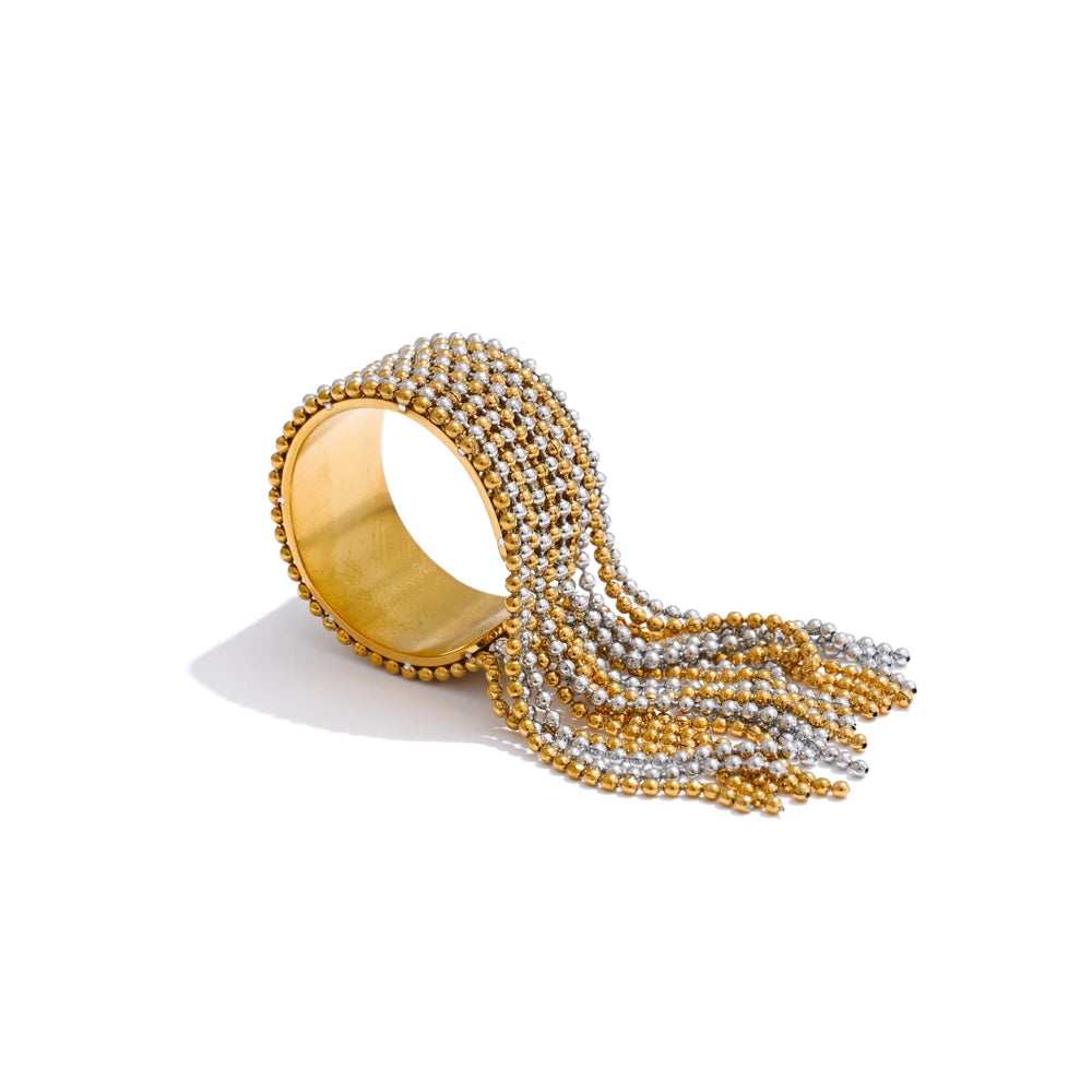 Tassel Ring Adjustable 18K Plated 