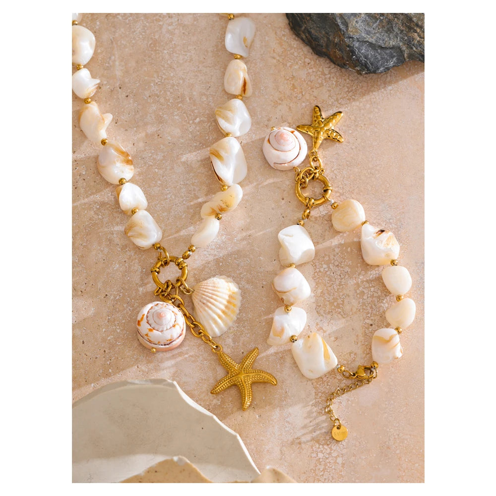  Shell Chain Conch Starfish Necklace 