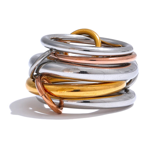  5 Links Stacked Gold Plated