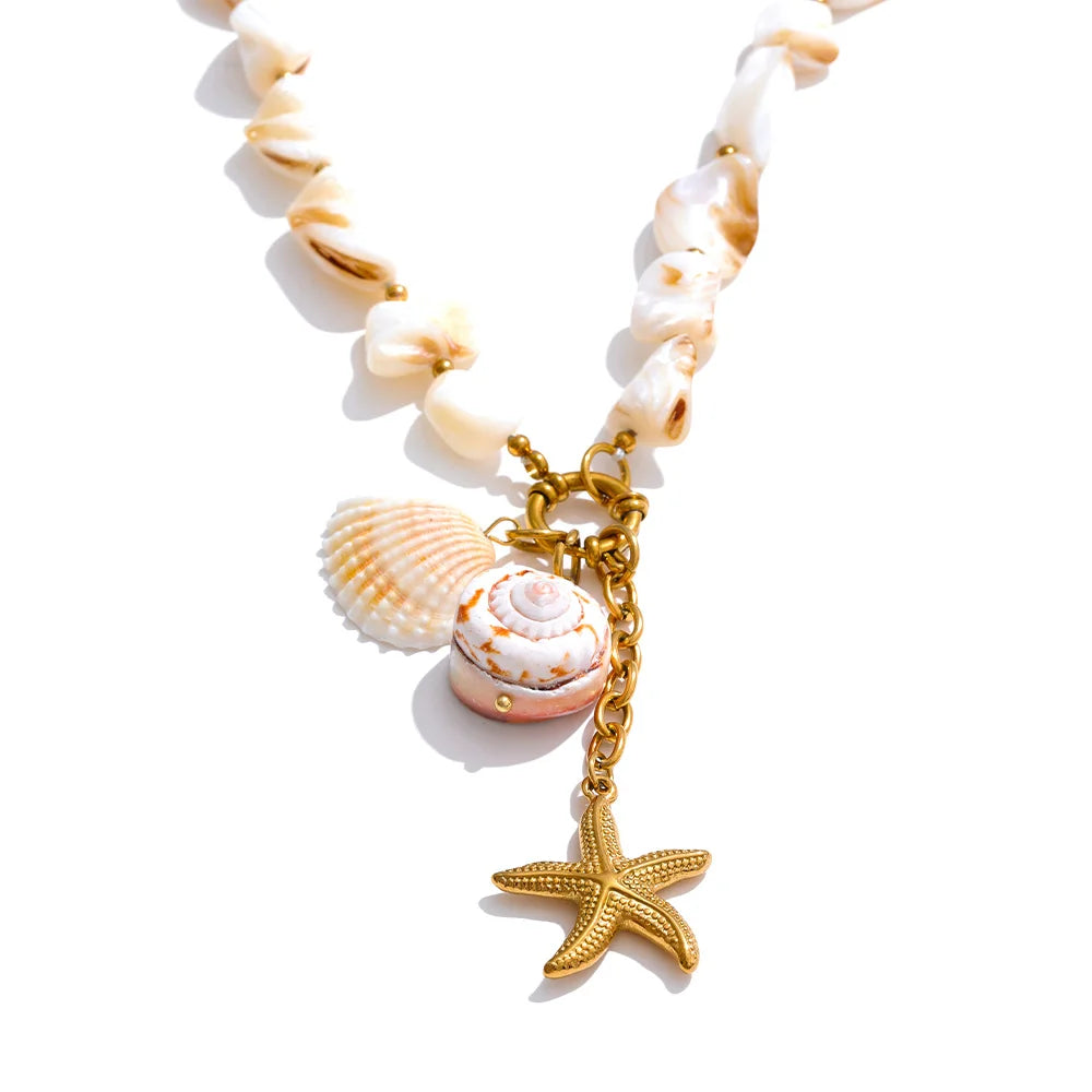  Shell Chain Conch Starfish Necklace 