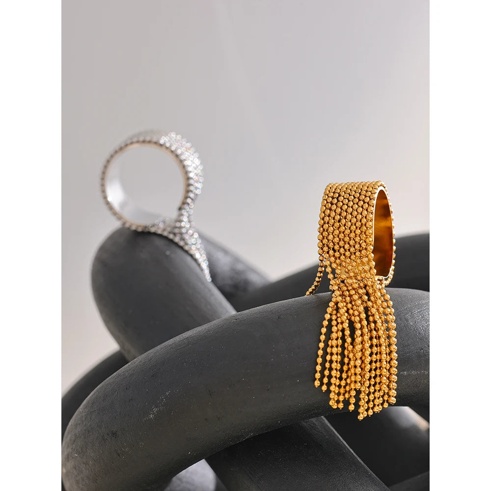 Tassel Ring Adjustable 18K Plated 