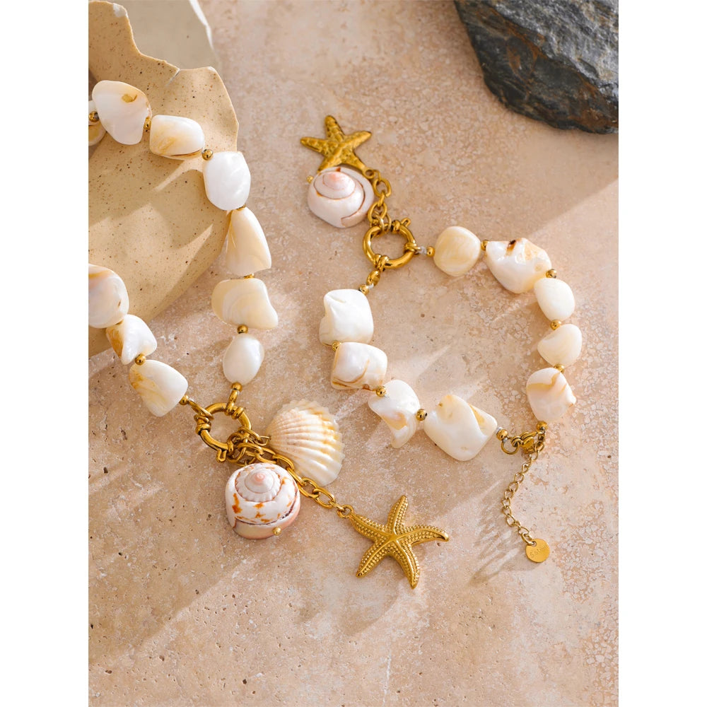  Shell Chain Conch Starfish Necklace 