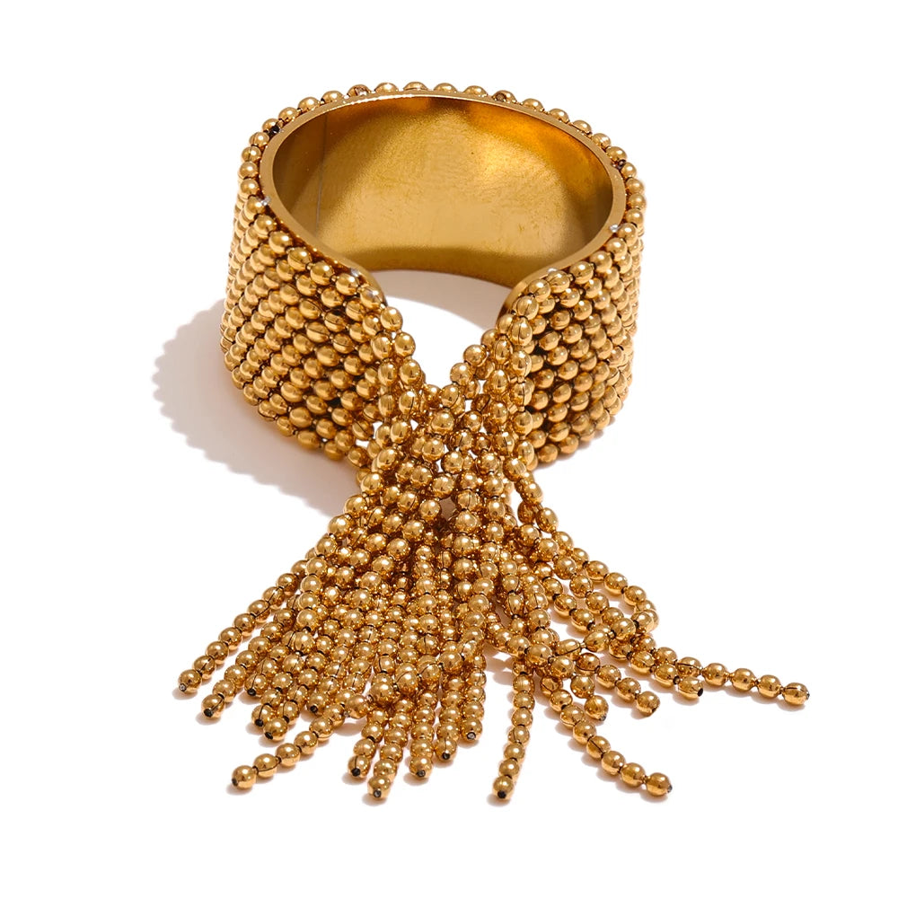 Tassel Ring Adjustable 18K Plated 